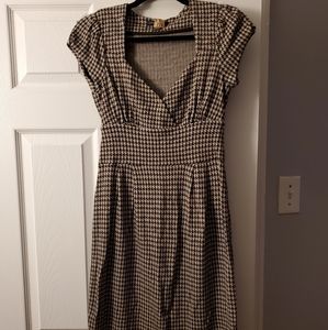 A-Line black and grey check dress